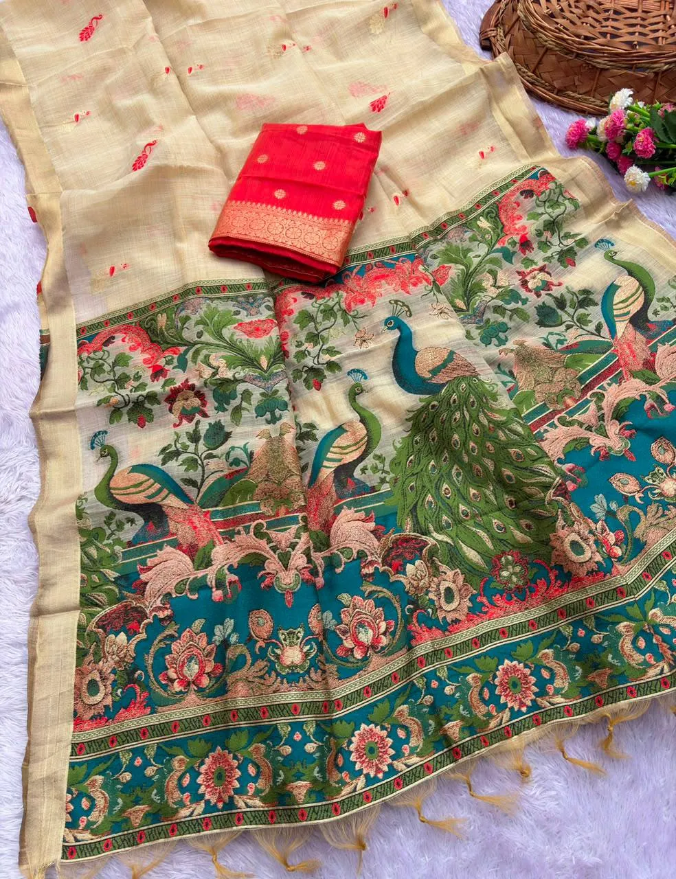 MHV Pure Jamdani Silk and Zari Work Saree Wholesale Supplier