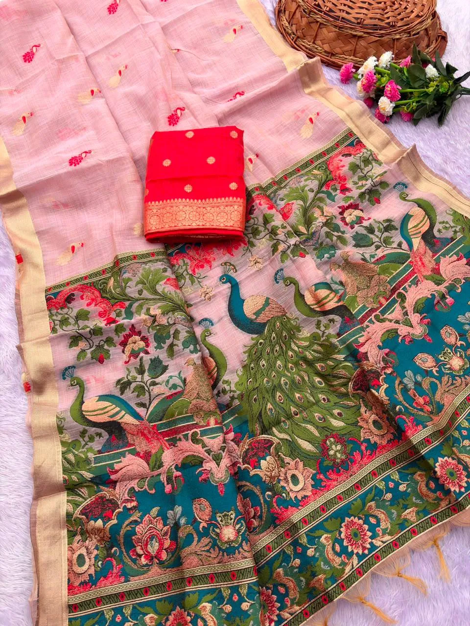 MHV Pure Jamdani Silk and Zari Work Saree Wholesale Supplier