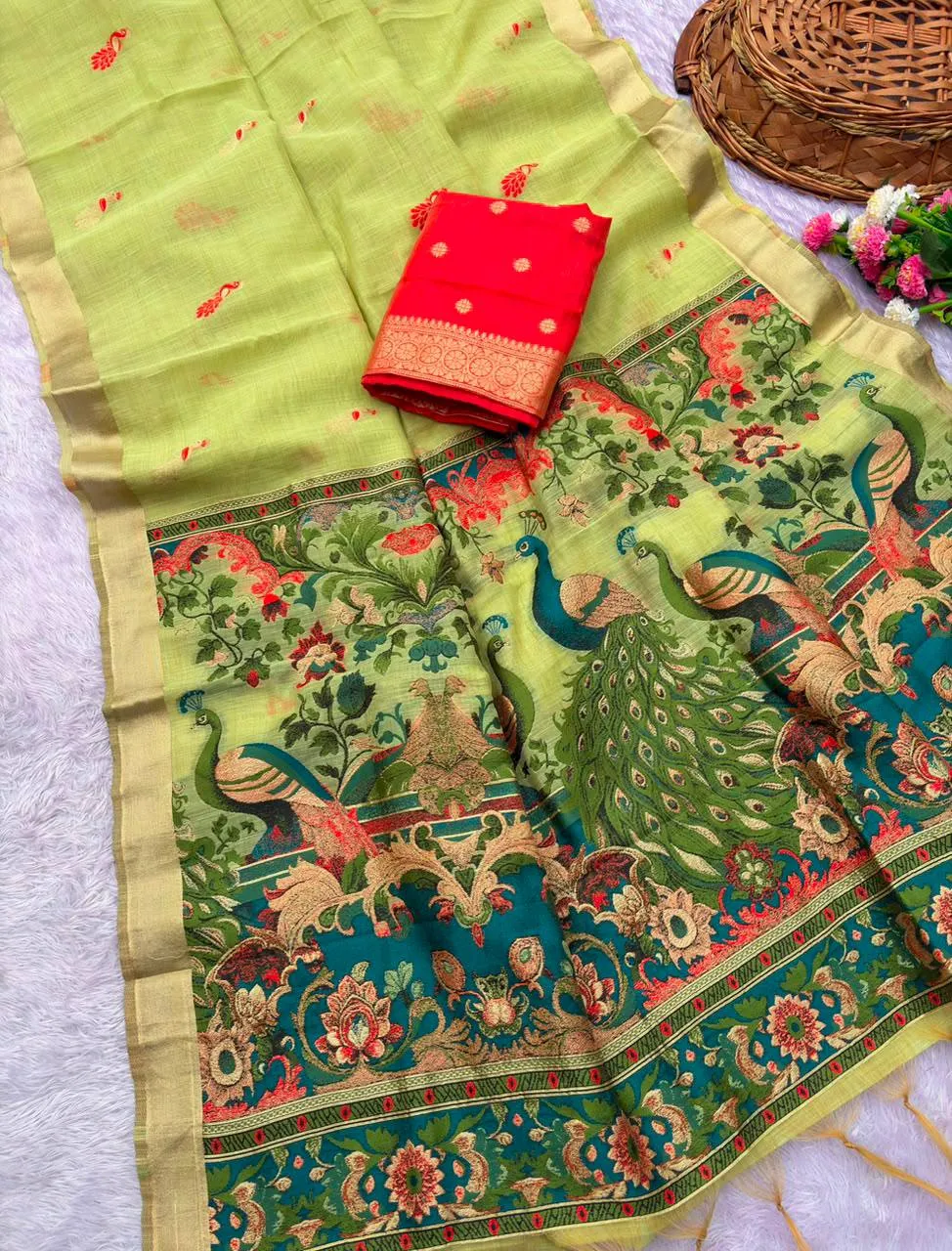 MHV Pure Jamdani Silk and Zari Work Saree Wholesale Supplier