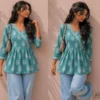 SS2016 Cotton Style V Neck Short Kurti Wholesale Supplier