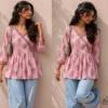 SS2016 Cotton Style V Neck Short Kurti Wholesale Supplier
