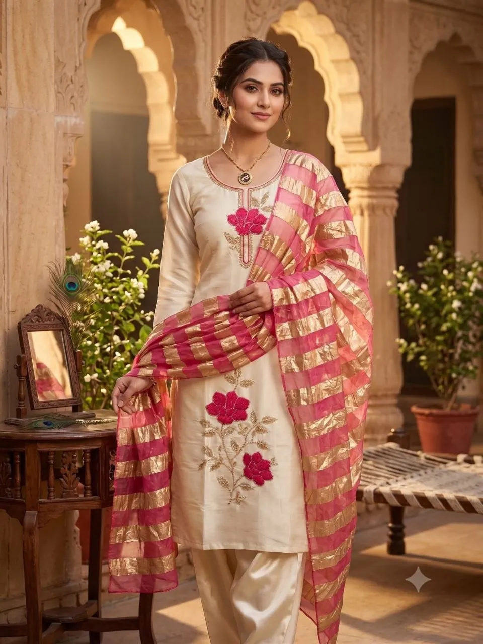 Launching KR 429 New Desing Roman Silk Zari Work Kurti Pent Dupatta Set Wholesale 2026