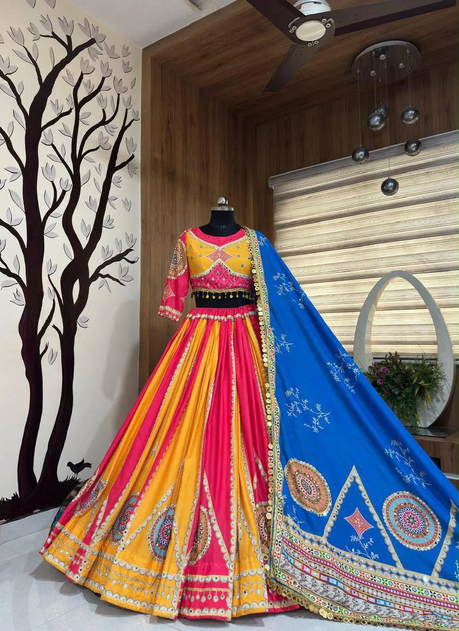 C585 192 Heavy Muslin Cotton with Mirror Work Lehenga Choli Wholesale