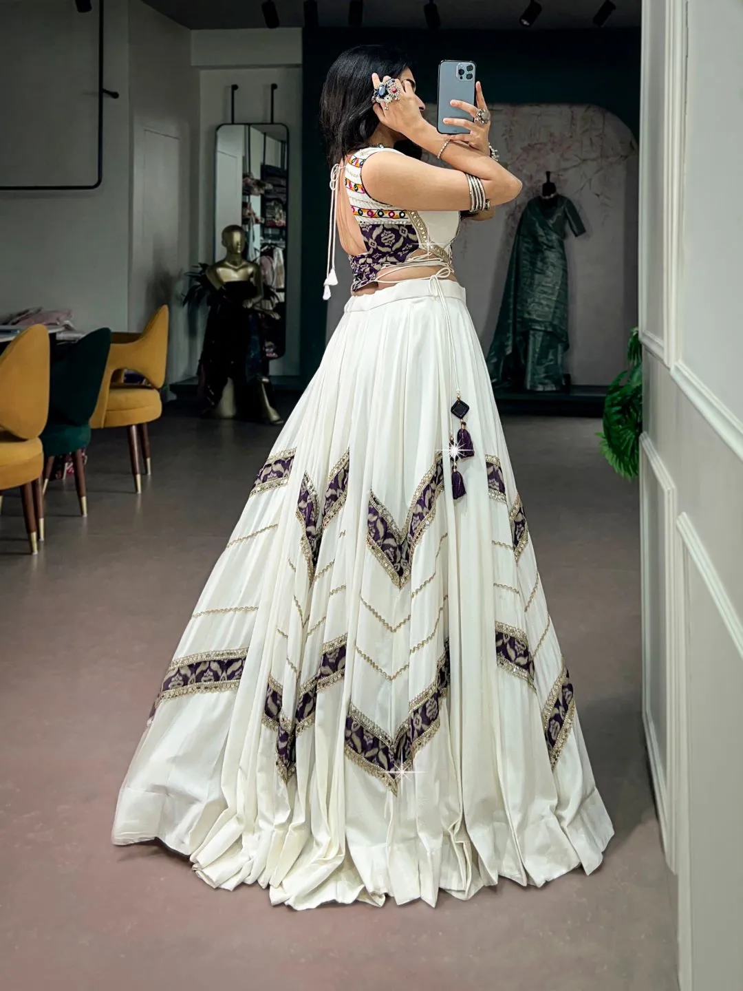 WMN 1788 Rayon Gamthi Mirror Work Navratri Lehenga Choli Wholesale