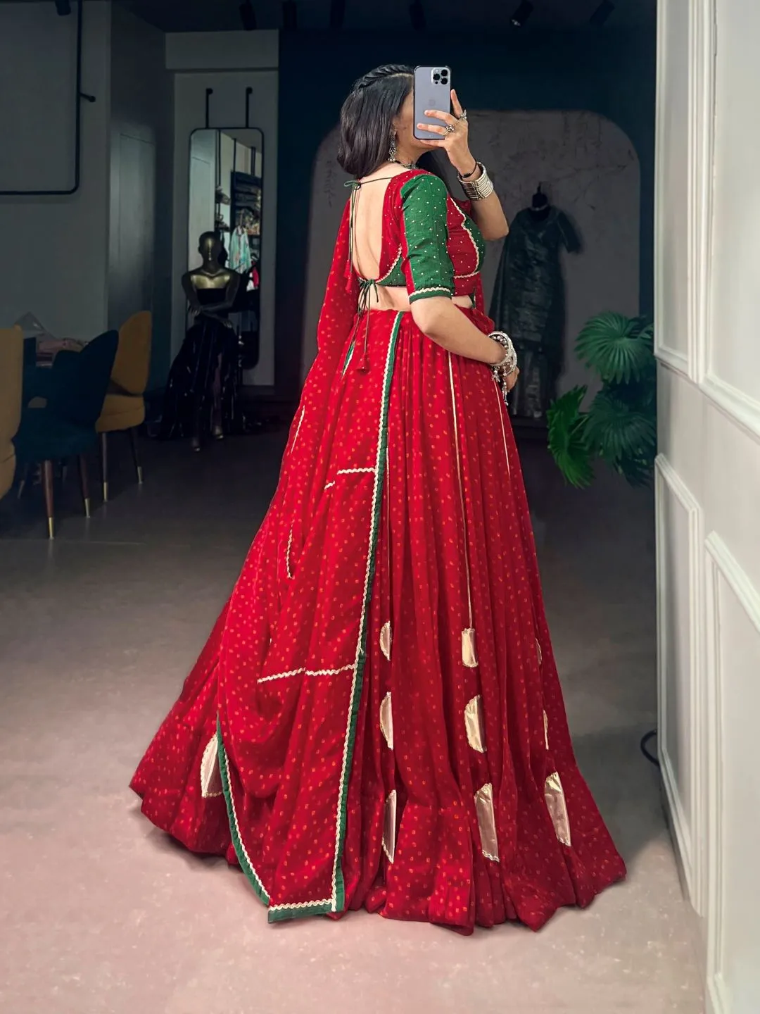 WMN 1762 Dola Silk With Gotta Work Bandhej Navratri Lehenga Choli Wholesale