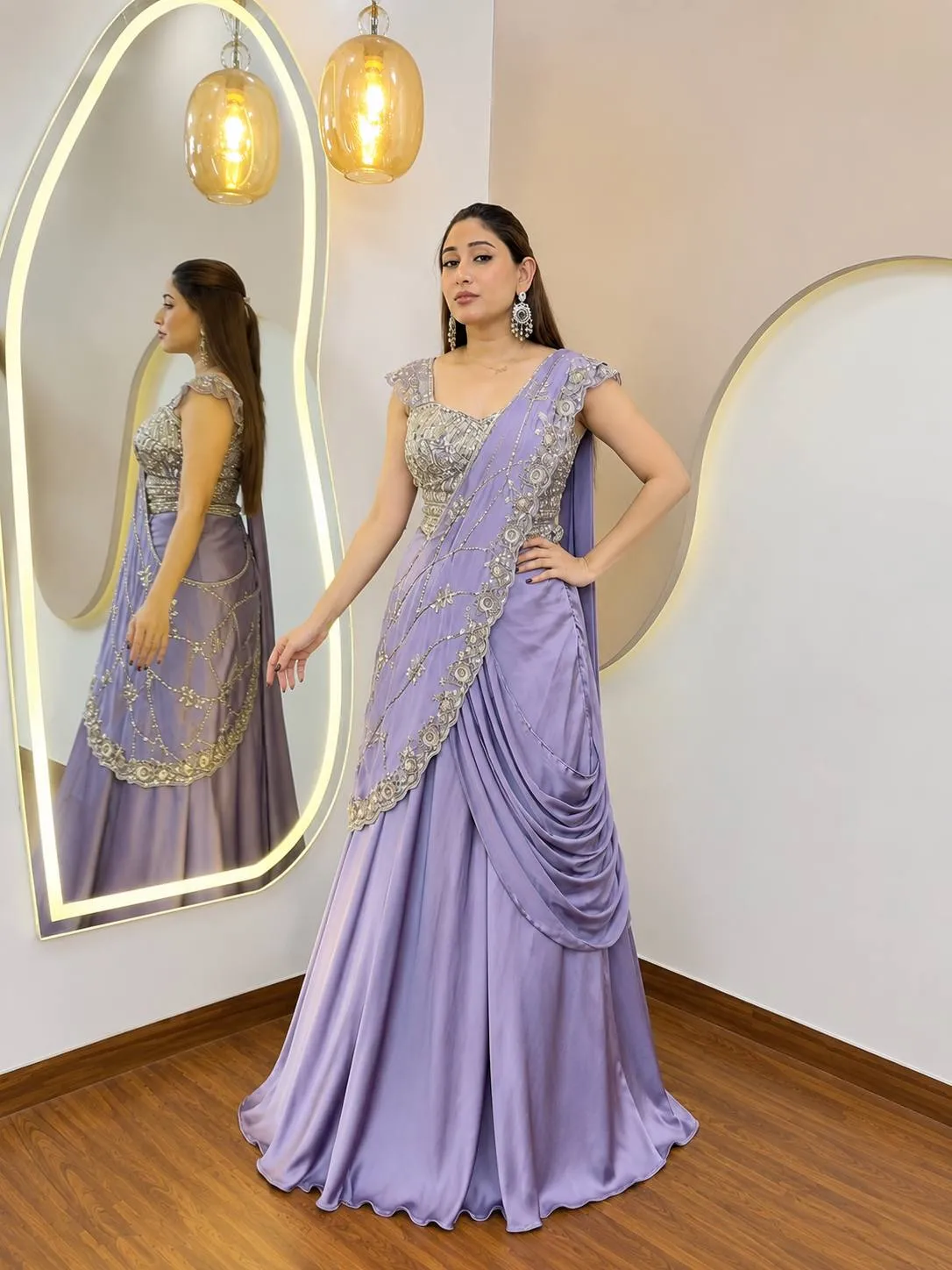 BDB 68 Crep Silk With Embroidey Work Ready To Wear Saree Wholesale