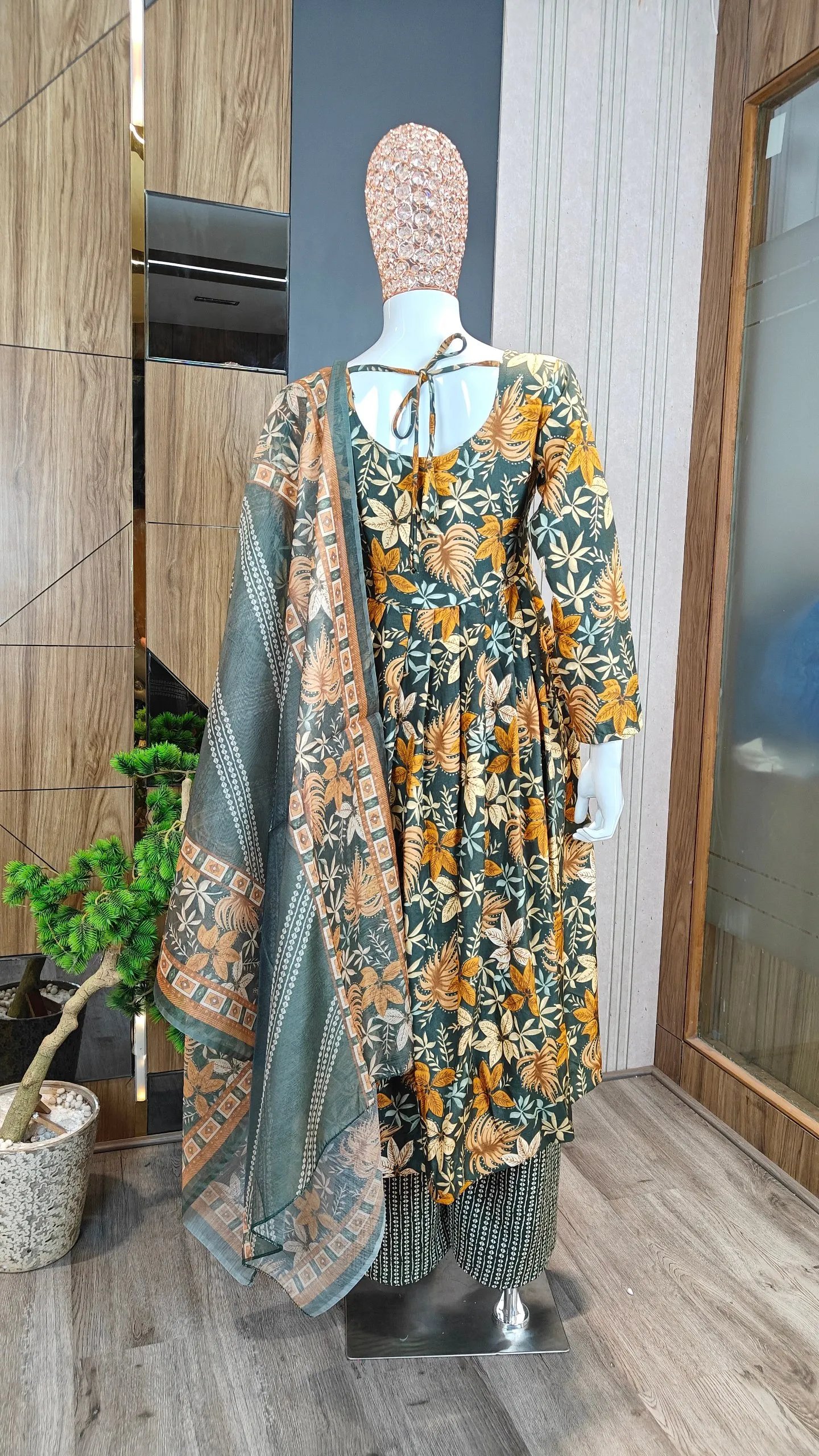 FFD Rayon Chanderi Anarkali Pent Dupatta Set Wholesale