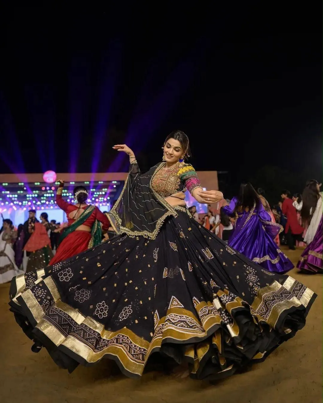 C585 193 Heavy Muslin Cotton With Mirror Work Navratri Lehenga Chaniya Choli Wholesale