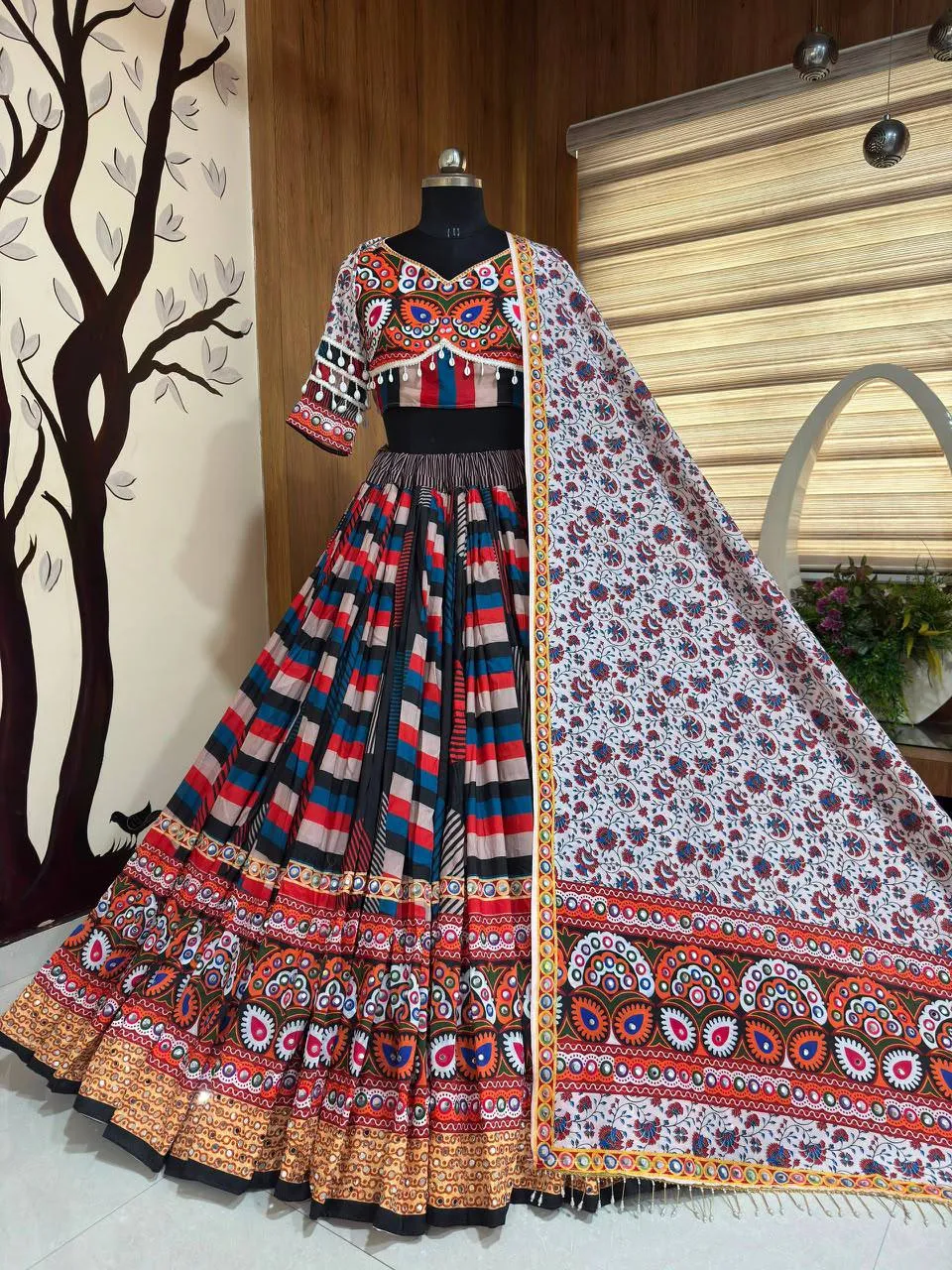 Latest C585 194 Heavy Muslin Cotton With Mirror Work Navratri Lehenga Choli Wholesale 2026