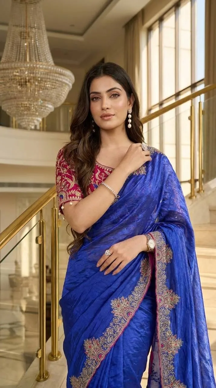 WMS Embroidery With Meena work Saree Wholesale Supplier