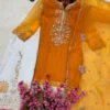 Latest C585 1494 heavy Organza Embroidery Work Kurti Plazzo Dupatta Set Wholesale 2026