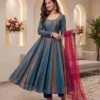 Stylish DKT 5183 Sindoor Silk With Real Mirror Lace Border Anarkali Gown Bottom With Dupatta Set Wholesale 2026