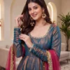 Stylish DKT 5183 Sindoor Silk With Real Mirror Lace Border Anarkali Gown Bottom With Dupatta Set Wholesale 2026