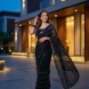 SBD 1866 Black Georgette Mirror Work Party Wear Saree Wholesale