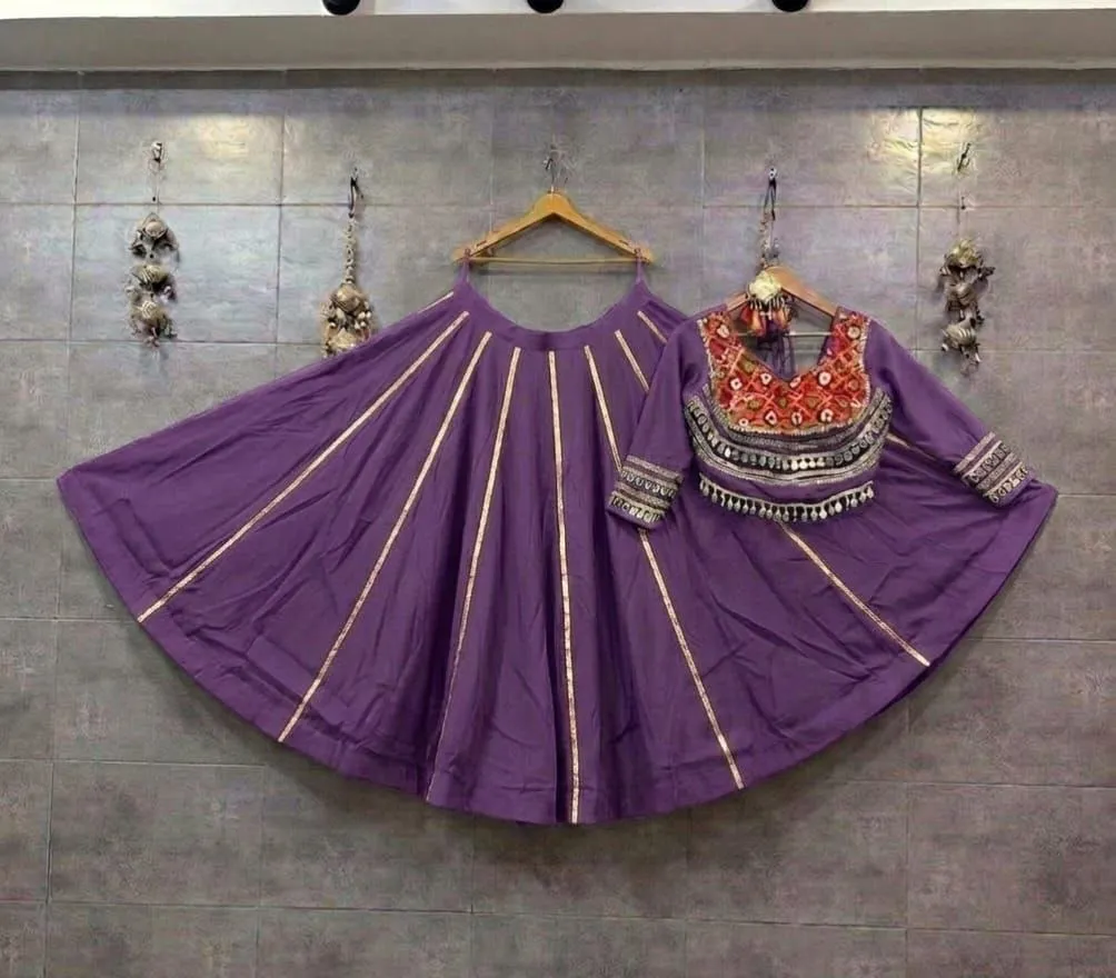 Juhi Pure roman silk mirror with ghamti work Heavy Kali pattern Navratri Chaniya Choli Wholesale