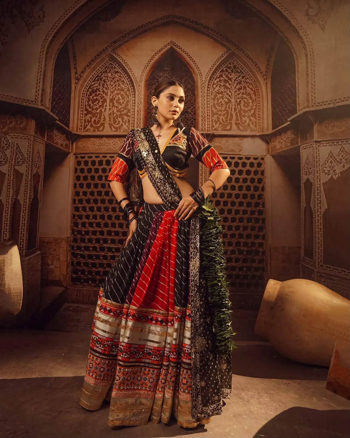 C585 195 Muslin Cotton With Mirror Work Navratri Traditional Lehenga Chaniya Choli