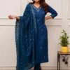 FFD Tesla Embroidered Work Kurta Pent Dupatta Set Wholesale