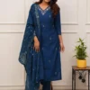 FFD Tesla Embroidered Work Kurta Pent Dupatta Set Wholesale
