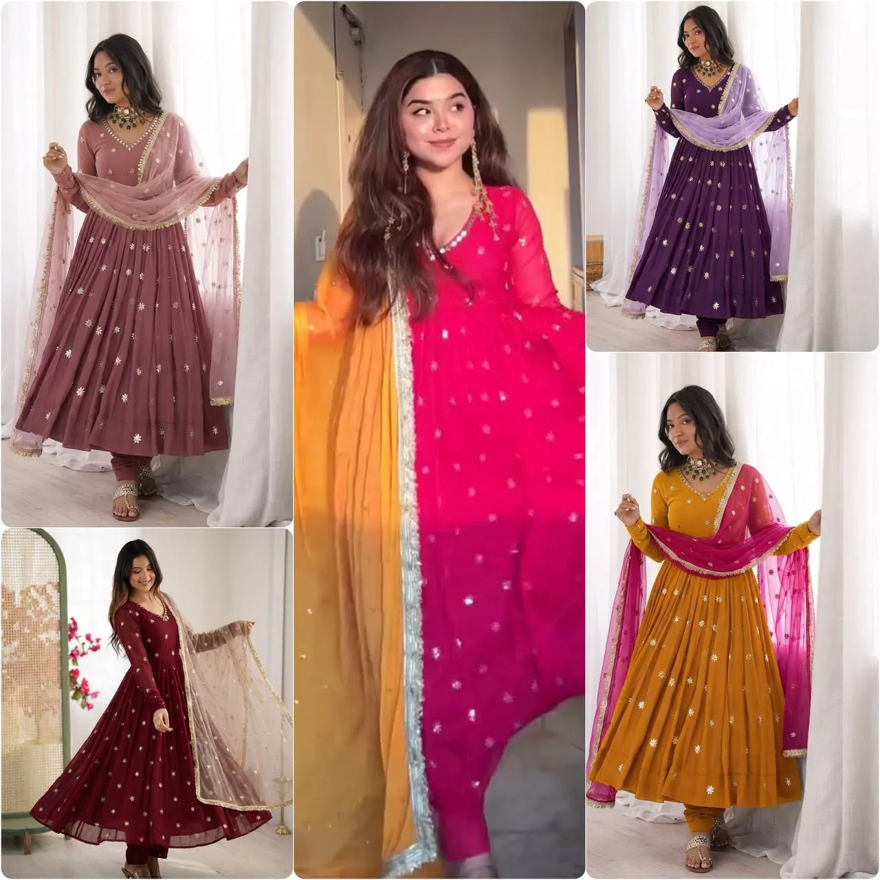 Sabina 5313 Faux Georgette Anarkali Kurti Pant Dupatta