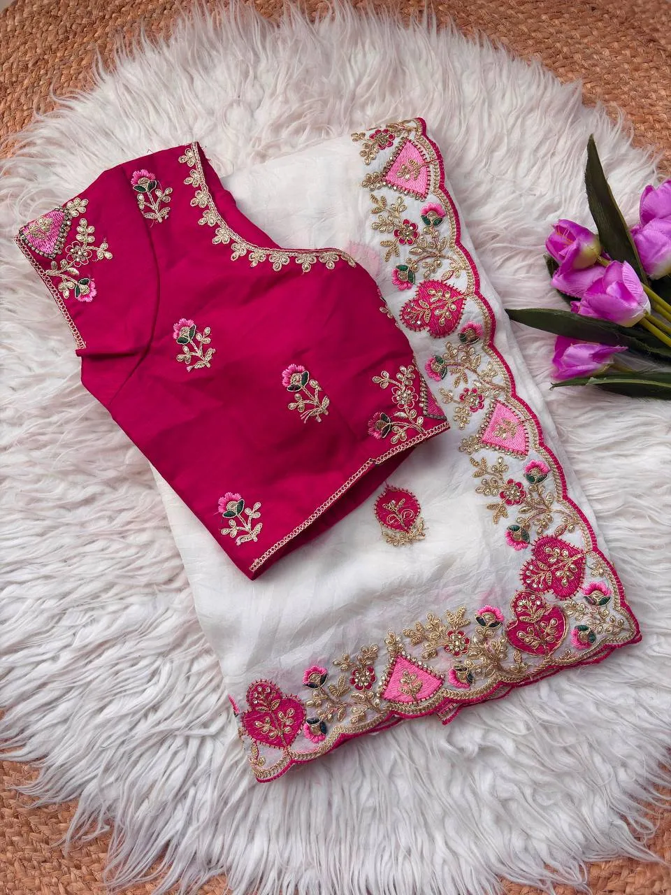 MHV Heavy Desing Embroidered Work Saree Wholesale