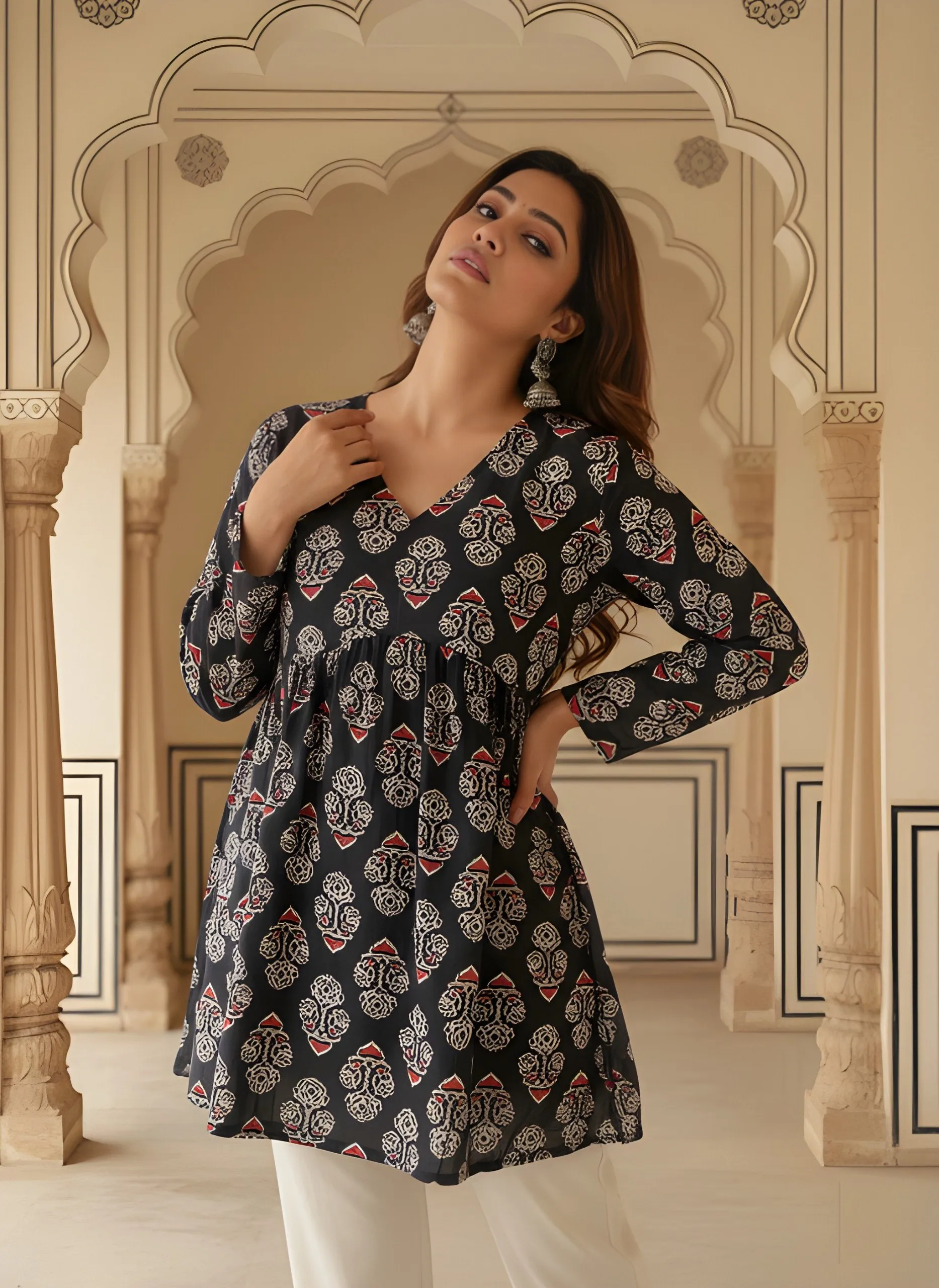 Launching Shiv 1043 V Neck Woman Black Rayon Fancy Top Wholesale 2026