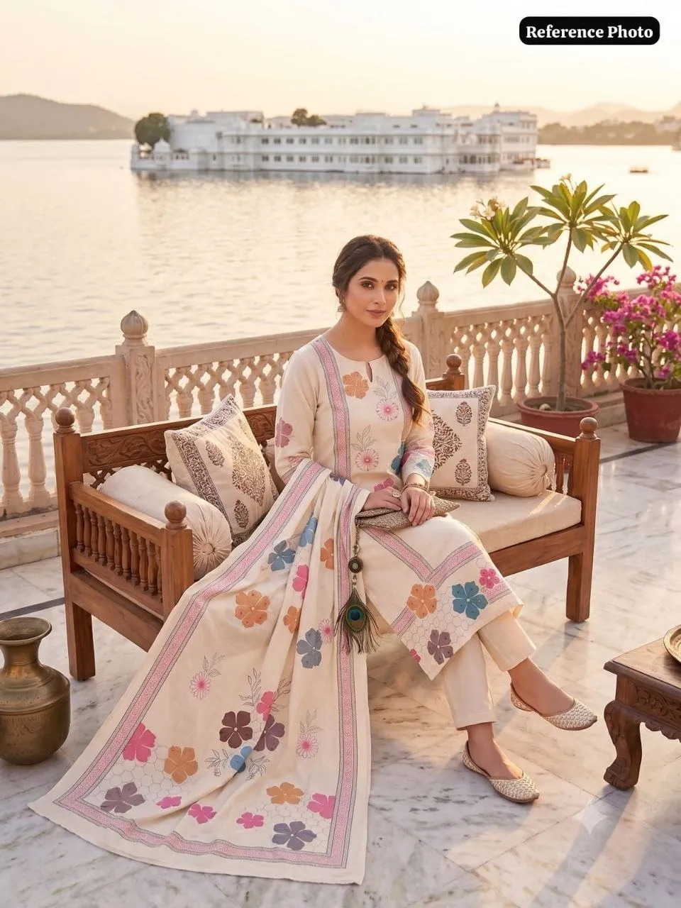 KR 424 Pure Khadi Cotton Kurti Pant Dupatta Set Wholesale