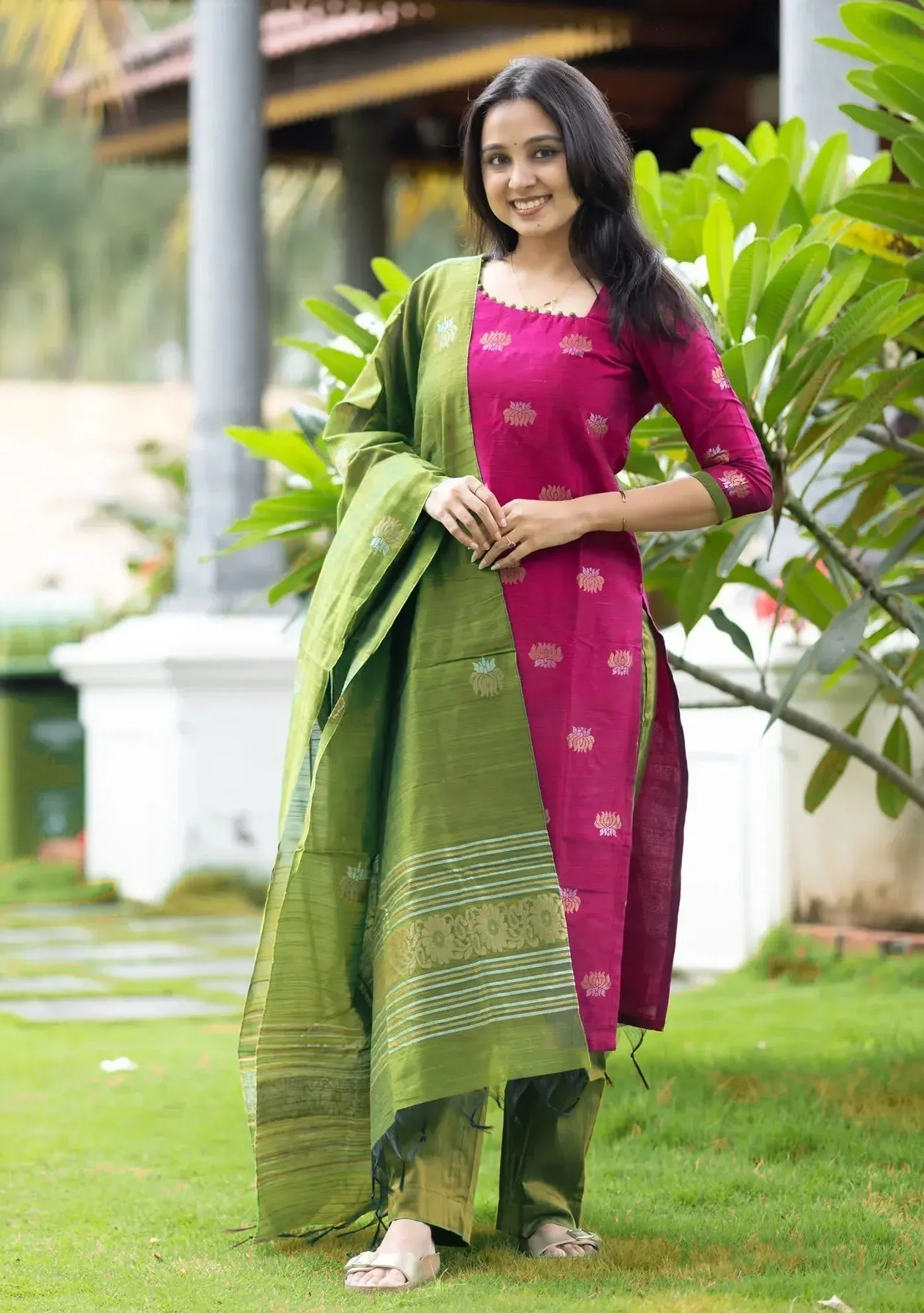 Launching FFD Pink Kontina Suit Art Silk Kurti Pant Dupatta Set Wholesale 2026