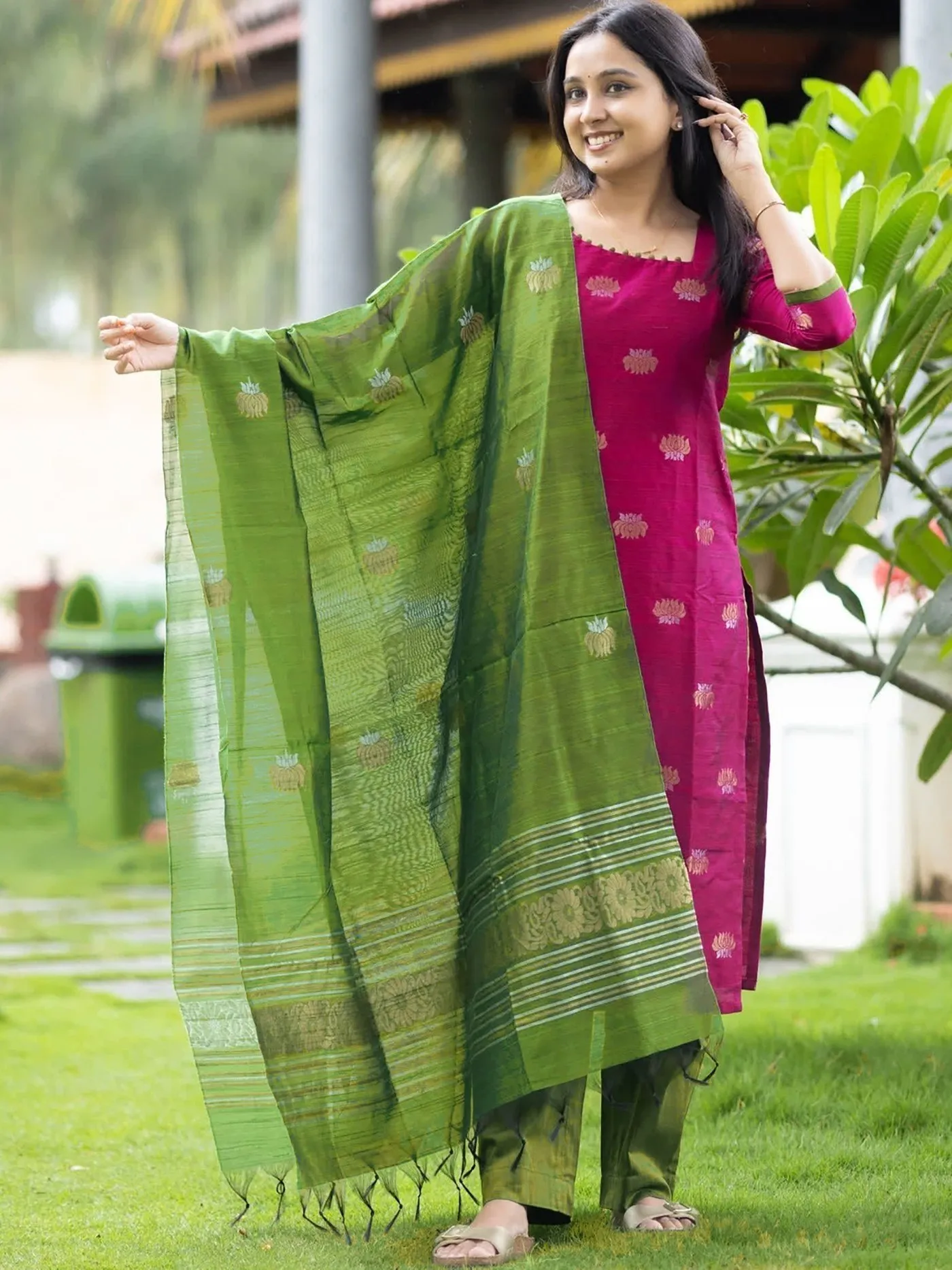 Launching FFD Pink Kontina Suit Art Silk Kurti Pant Dupatta Set Wholesale 2026