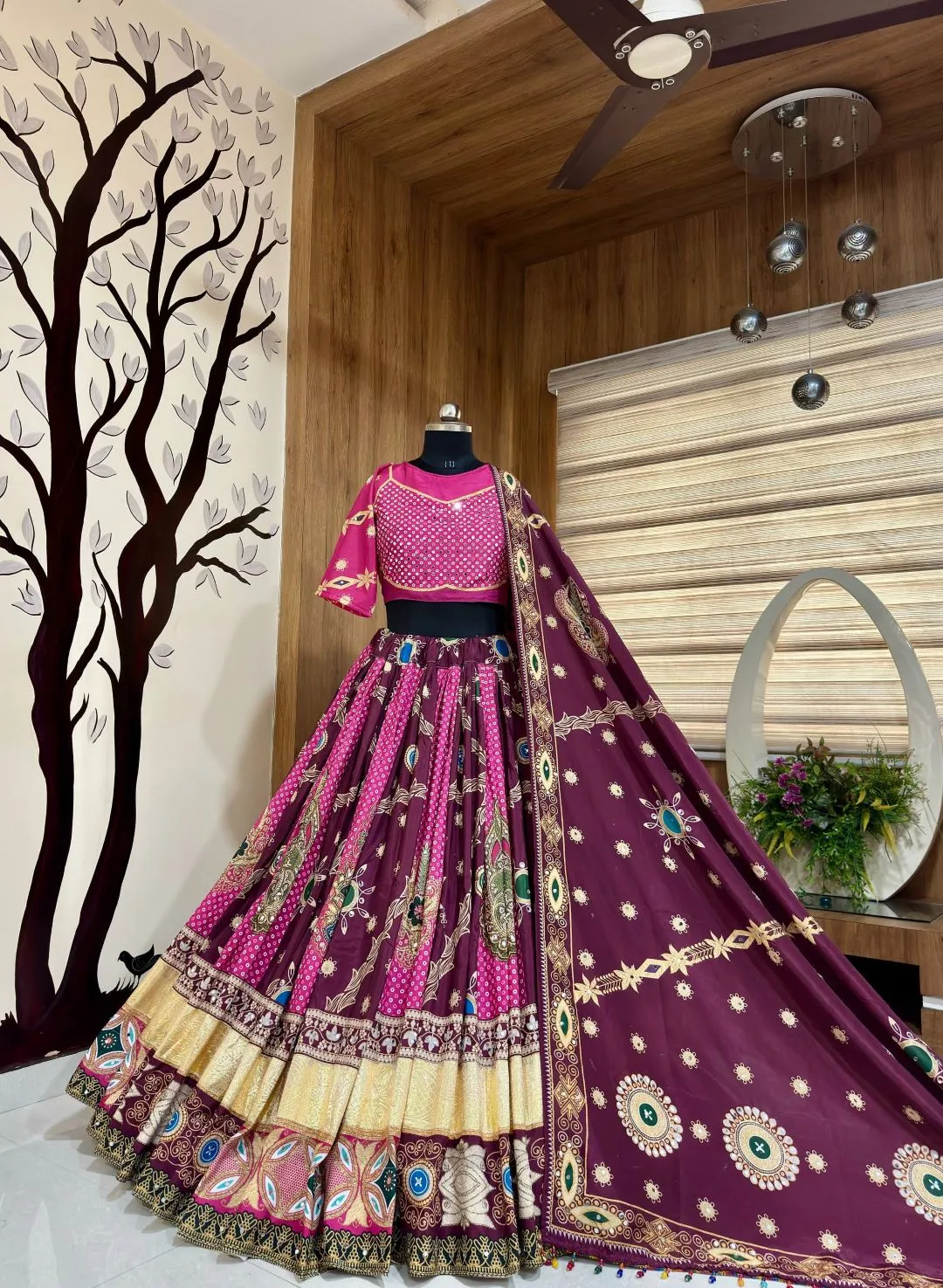 Buy C585 198 heavy Muslin cotton With Mirror Work Navratri Lehenga Choli Wholesale 2026