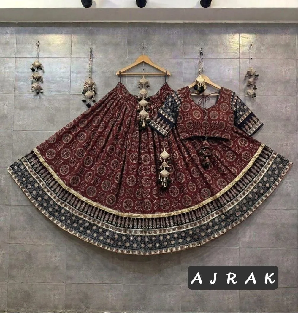Juhi Ajarak Cotton and Mirror Work Lehenga Chaniya Choli Wholesale Supplier
