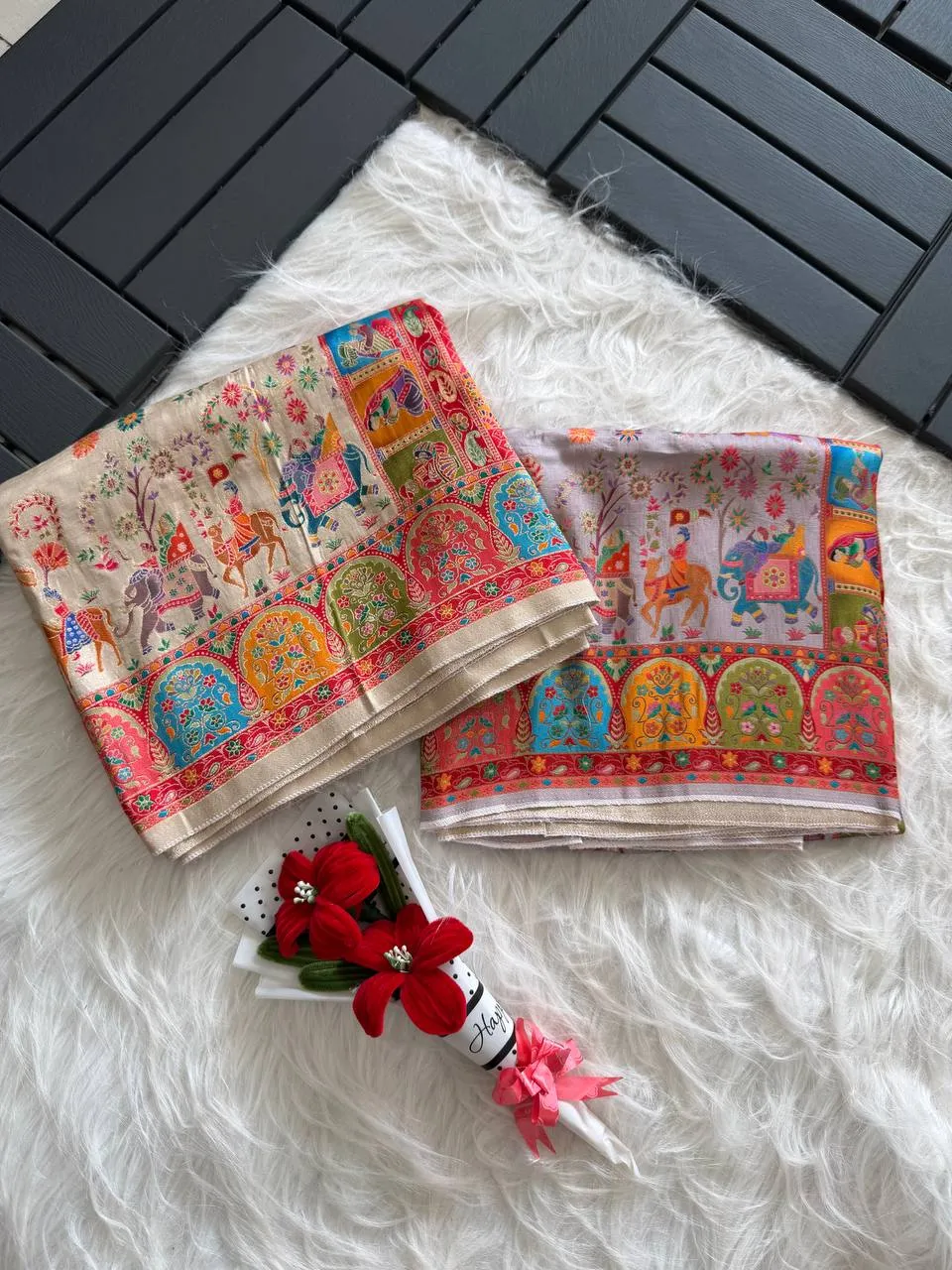 MHV Russian Silk pure zari work colourful Saree Wholesale