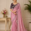 Kusum Pure Fandy Material Embroidery and Cut Work Saree Wholesale