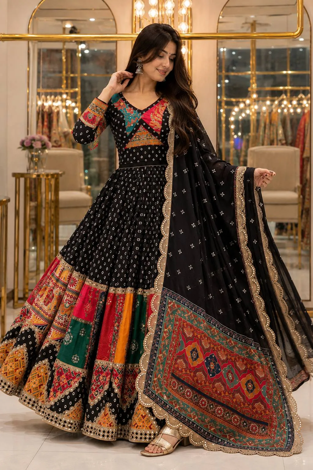 Latest C585 139 Muslin Cotton Real Mirror Work Navratri Special Chaniya Choli Wholesale 2026