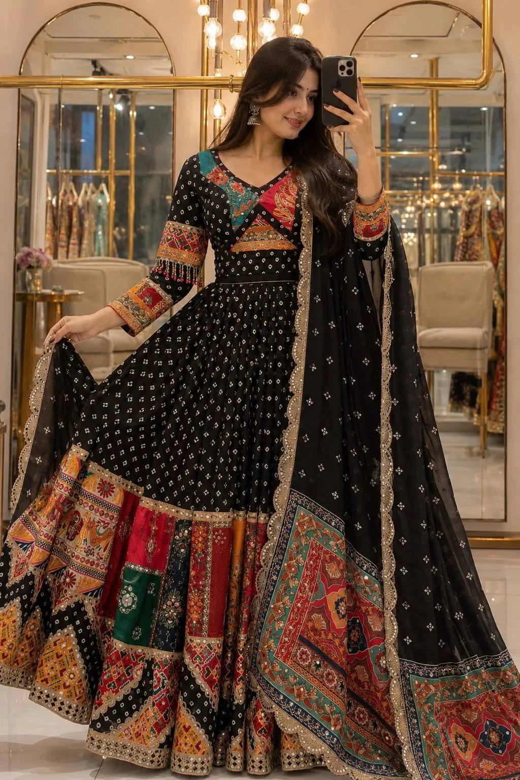 Latest C585 139 Muslin Cotton Real Mirror Work Navratri Special Chaniya Choli Wholesale 2026