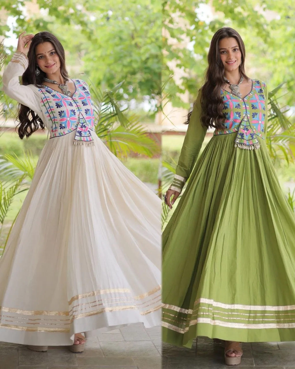 Mohini 9347 Kora Cotton Gota Patti With Embroidered Work Navratri Gown Wholesale