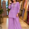 C585 247 Cruncy Silk with Embroidery Work Kurti Koti & Plazzo Set Wholesale - Image 9