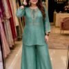 C585 247 Cruncy Silk with Embroidery Work Kurti Koti & Plazzo Set Wholesale - Image 7