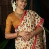Subh 690 Linen with gold jari border Saree Wholesale Supplier