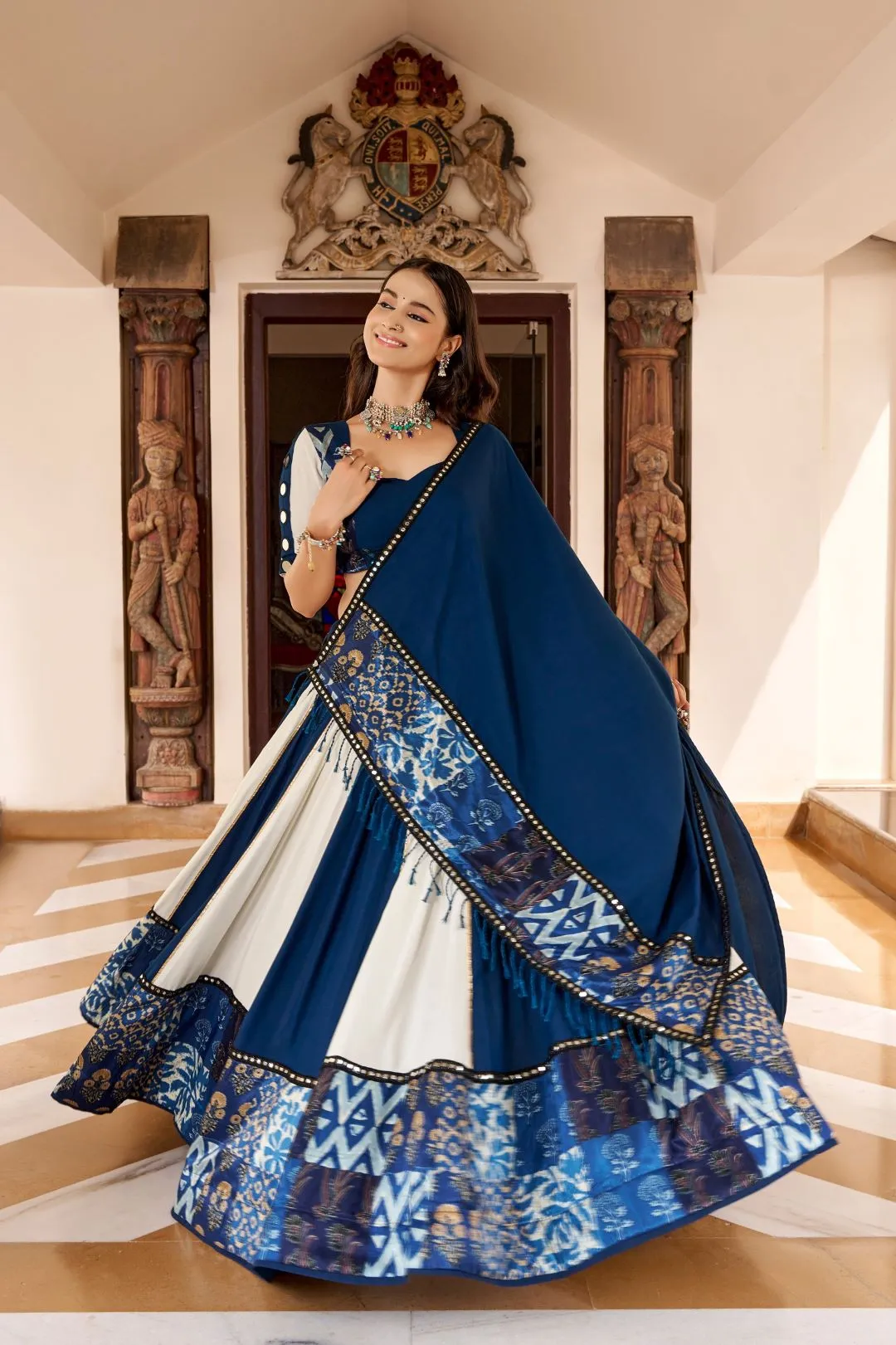 WMN 1714 Pure Rayon Gotta Patti With MIrror Work Navratri Lehenga Chaniya Choli Wholesale