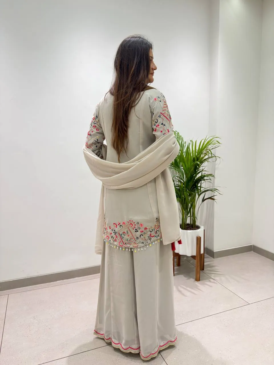 Launching BV 489 Faux Georgette With Heavy Sequence Embroidery With Latkan Lace Work Top Plazzo With Dupatta Set Wholesale 2026