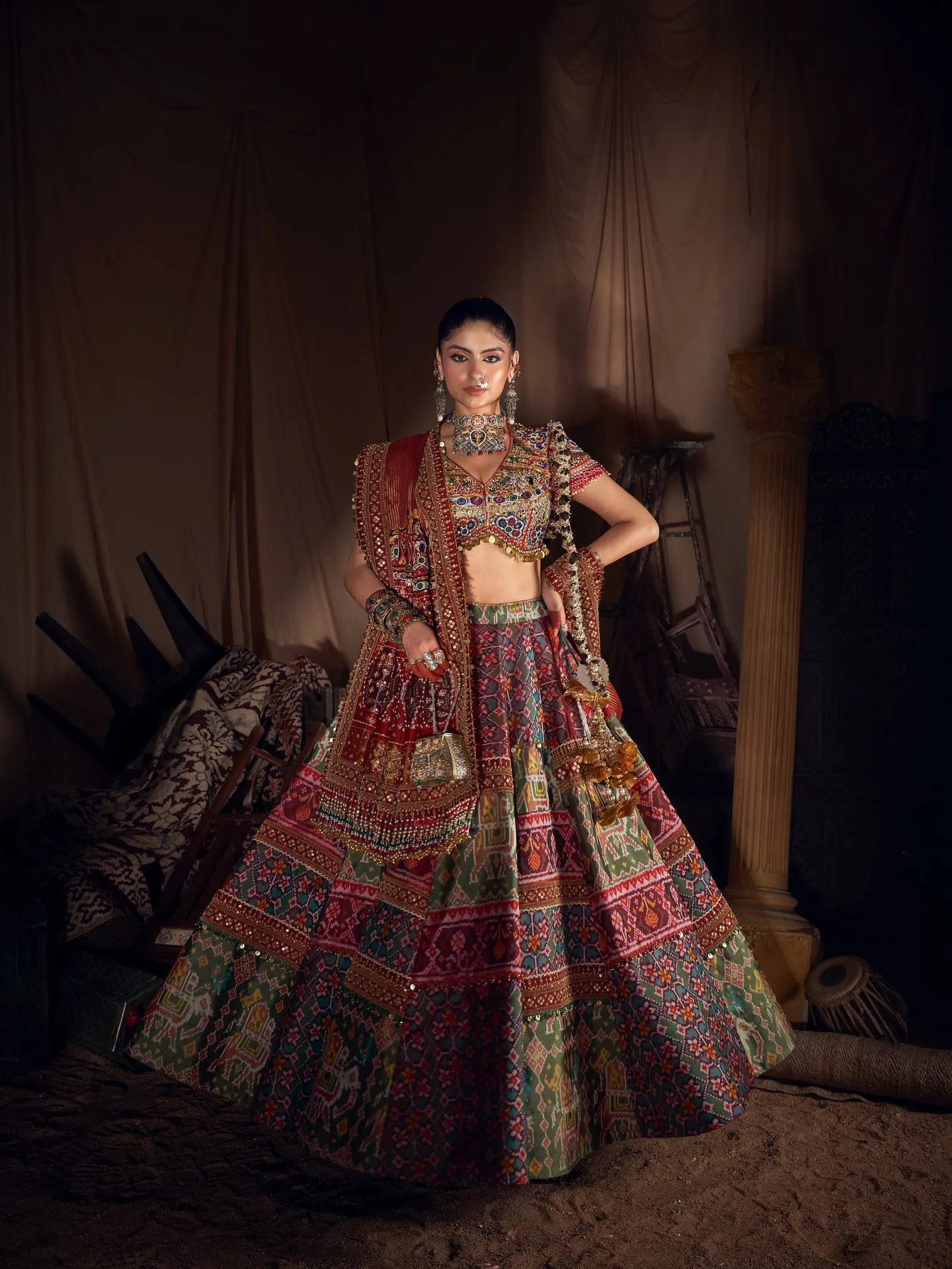 C585 200 Heavy Muslin Cotton With Mirror Work Lehenga Choli Wholesale