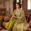 KR 428 Roman Silk With Embroidery Work Kurti Pant Dupatta Set Wholesale