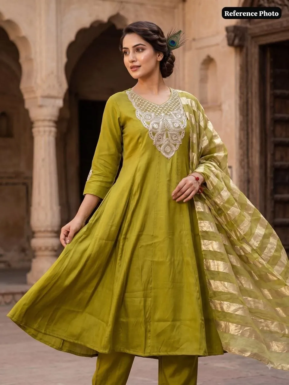 KR 428 Roman Silk With Embroidery Work Kurti Pant Dupatta Set Wholesale