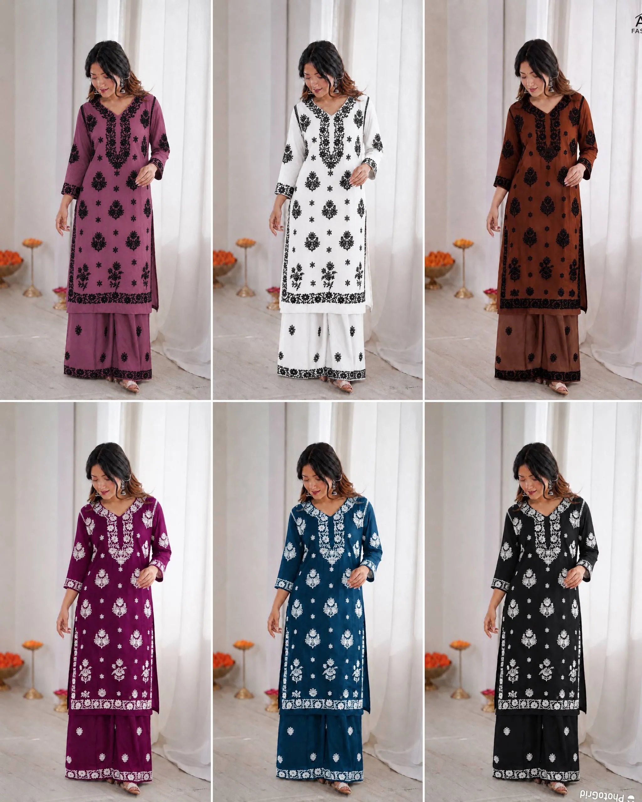 SS2016 Rayon Chikankari Kurti with Plazzo Set Wholesale Supplier