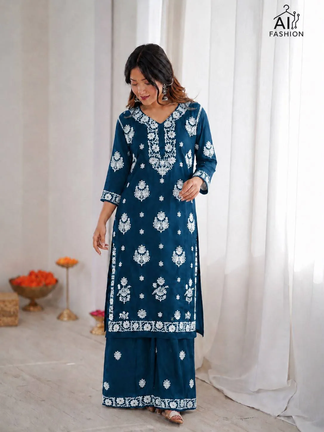 Buy SS2016 Rayon Chikankari Kurti with Plazzo Set Wholesale Supplier 2026