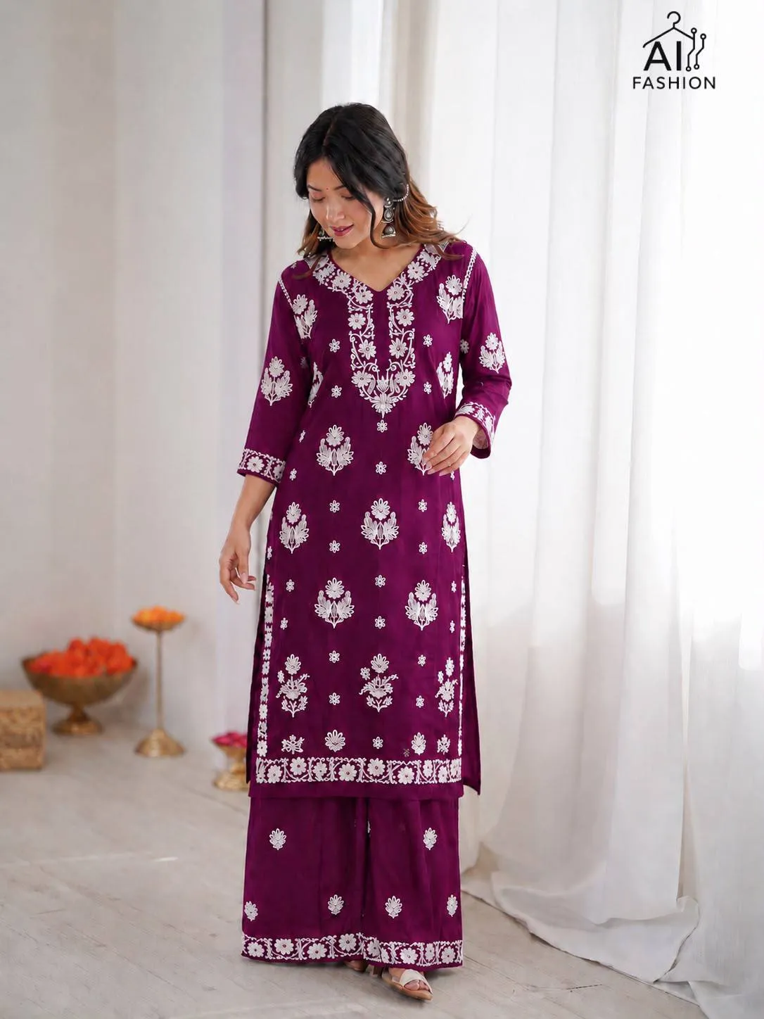 Buy SS2016 Rayon Chikankari Kurti with Plazzo Set Wholesale Supplier 2026