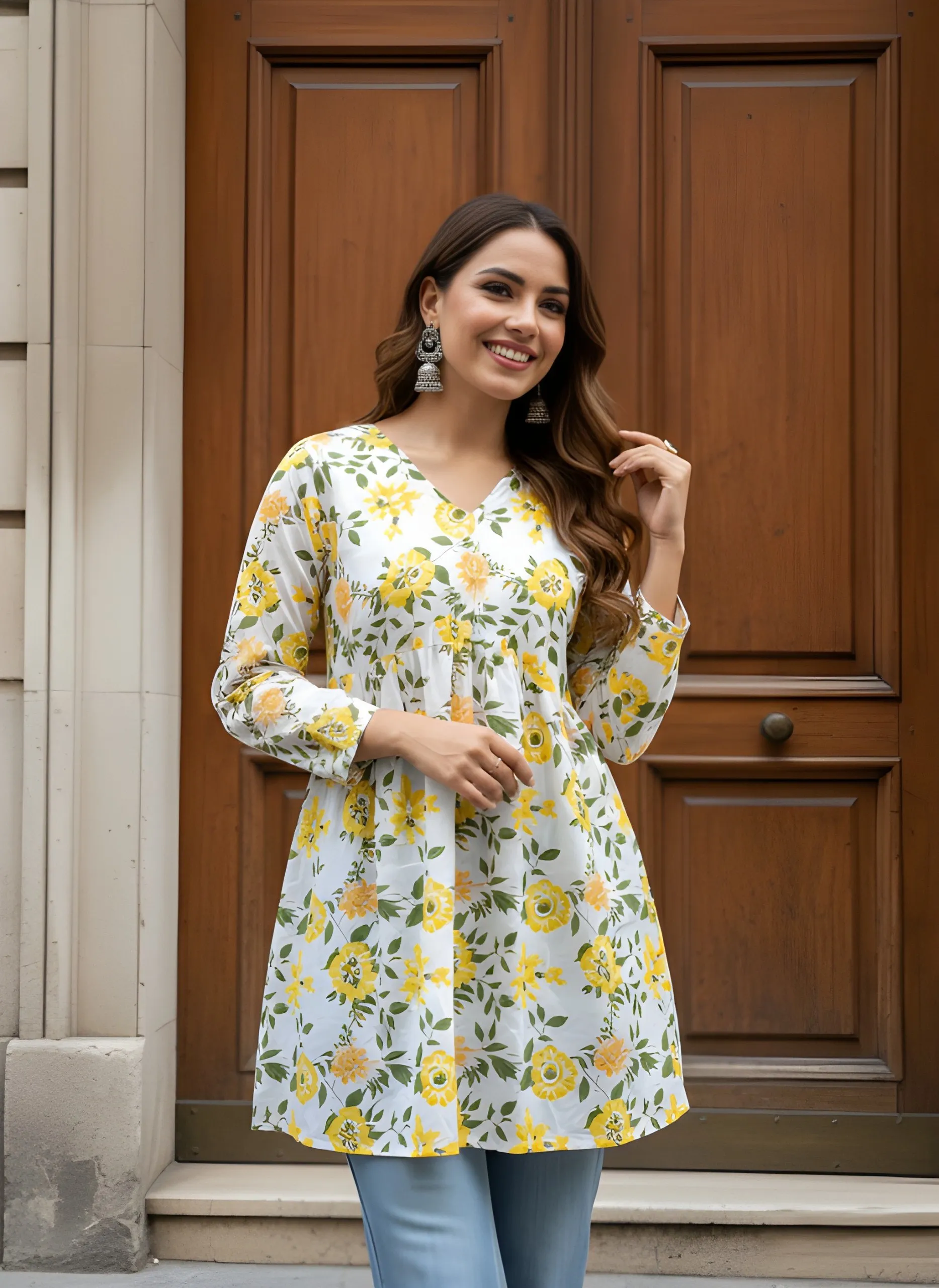 Shiv 1050 cotton Fancy floral Short kurti Wholesale Supplier