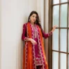 C585 1496 Chinon Embroidery & Chakri Stone Work Kurti Plazzo and Dupatta Set Wholesale