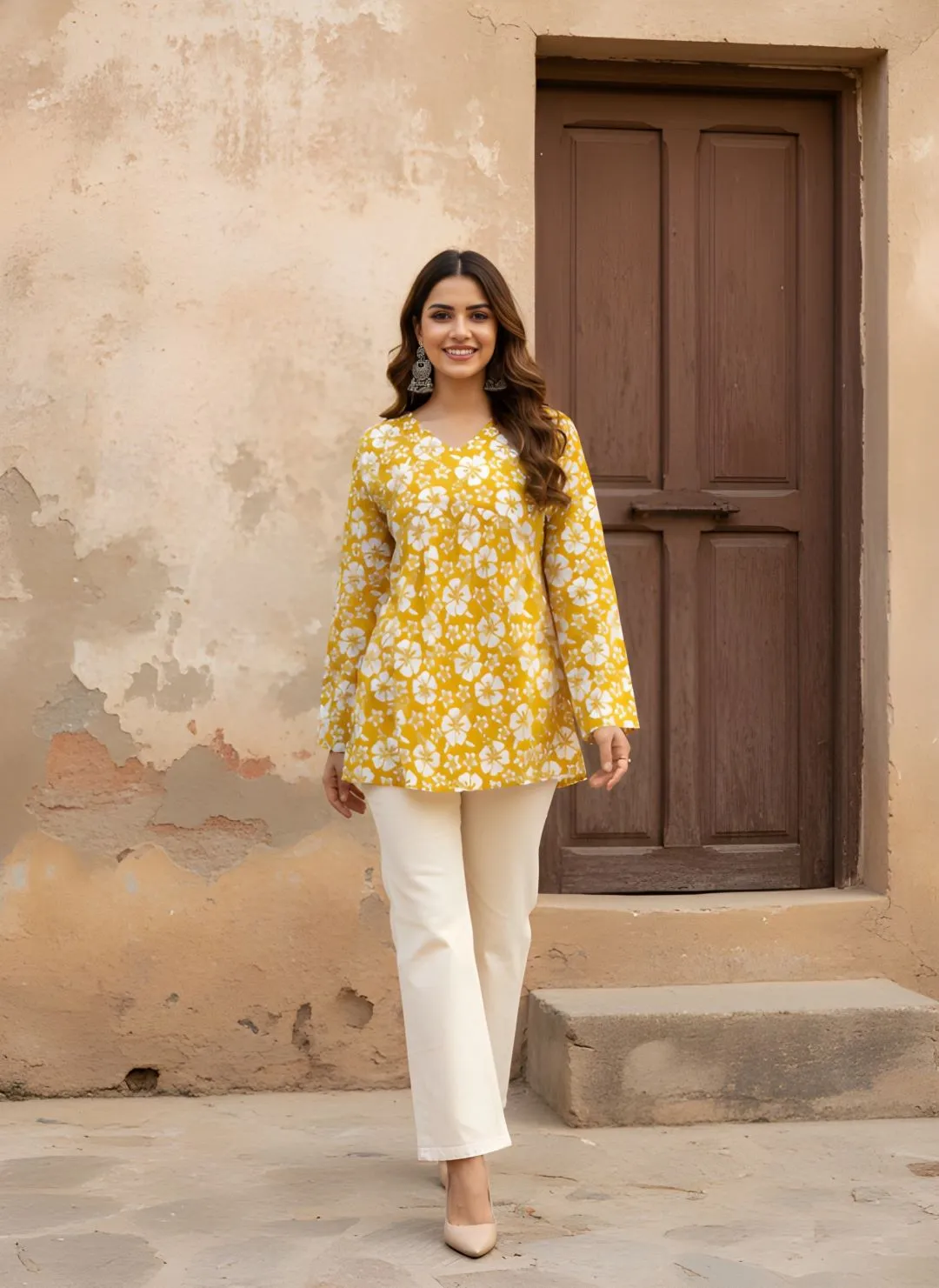 Shiv 1051 Cotton Fancy Flared Short kurti Wholesale Supplier