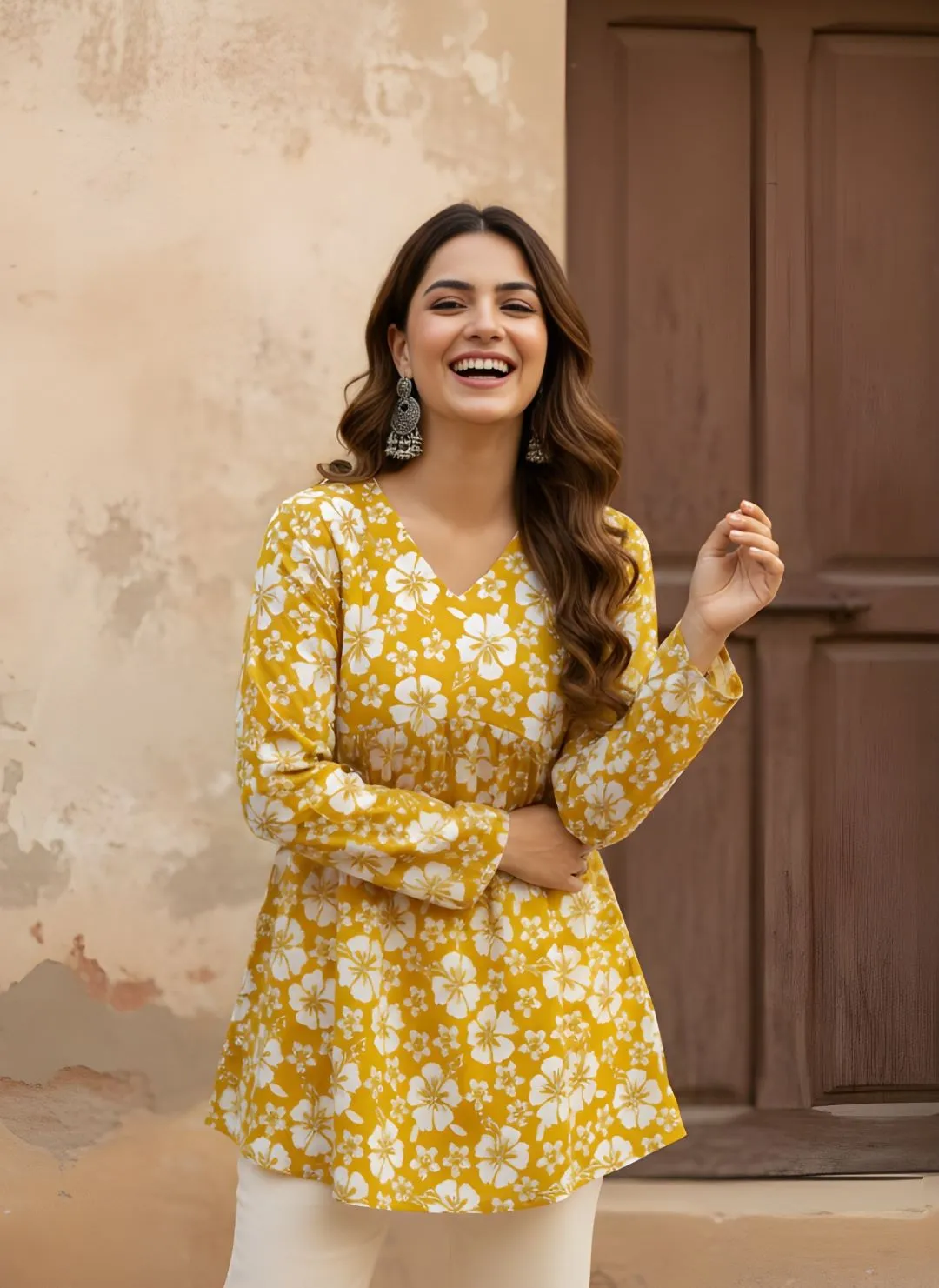 Shiv 1051 Cotton Fancy Flared Short kurti Wholesale Supplier